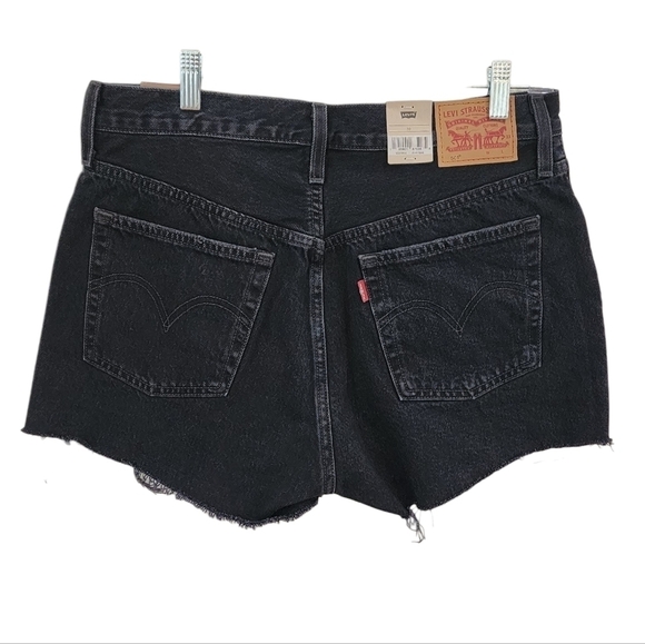 LEVI'S 501 Cutoff Black Distressed Jean Shorts - Picture 2 of 3